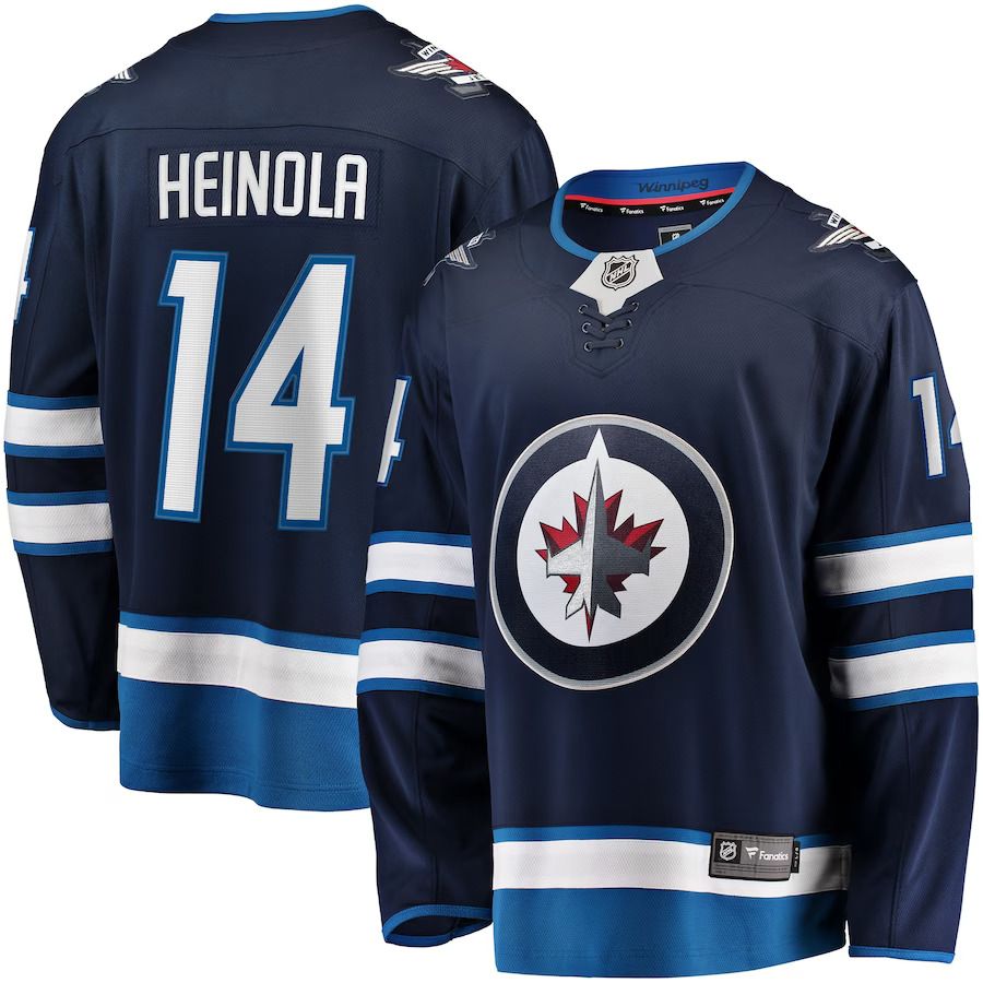 Men Winnipeg Jets 14 Ville Heinola Fanatics Branded Navy Home Breakaway Player NHL Jersey